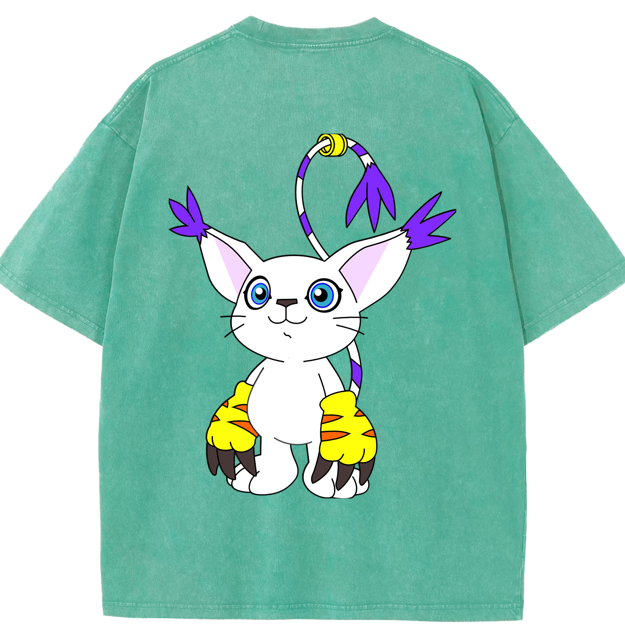 （画像用） Digimon デジタルモンスター/デジモン 綿100% ヴィンテージ風 半袖Tシャツ（背面プリント）